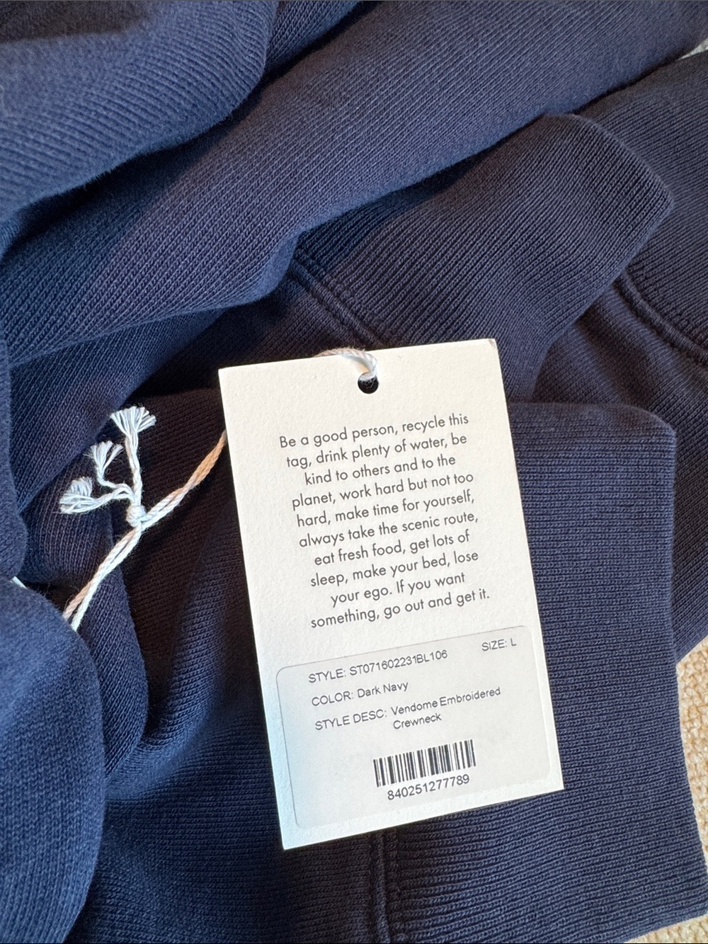 Sporty & Rich Navy Sweatshirt with White Crest - Picture 2 of 4